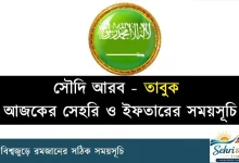 সৌদি আরবের তাবুক সেহরি ও ইফতারের সময়সূচি