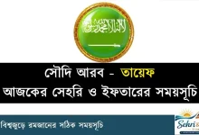 সৌদি আরবের তায়েফ সেহরি ও ইফতারের সময়সূচি