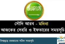 সৌদি আরবের মদিনা সেহরি ও ইফতারের সময়সূচি