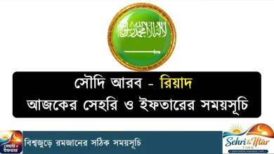 সৌদি আরবের রিয়াদ সেহরি ও ইফতারের সময়সূচি